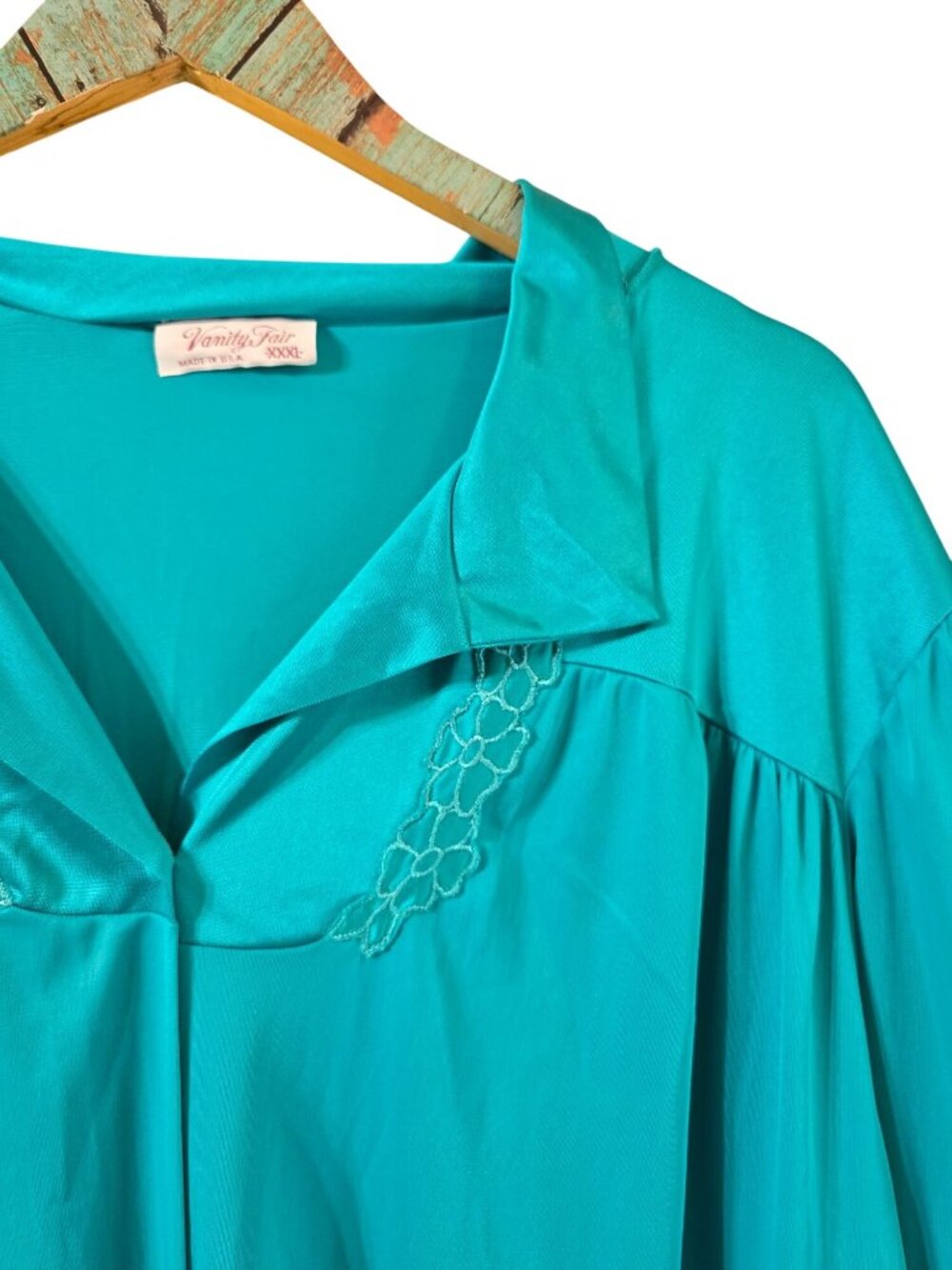 Vintage 1990's Vanity Fair, Lot of 2, Teal Nylon Long Sleeve, Long Robes, XXXL - Picture 2 of 9